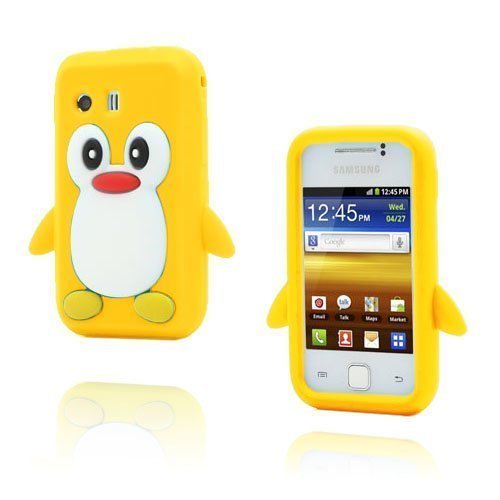Funny Penguin Keltainen Samsung Galaxy Y Silikonikuori
