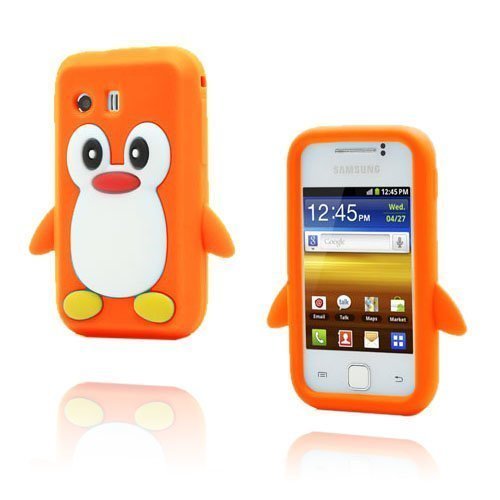 Funny Penguin Oranssi Samsung Galaxy Y Silikonikuori