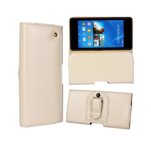 Gaarder Pouch Sony Xperia E3 Vyökotelo Aitoa Nahkaa Beige