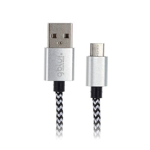 Gblue Gx28 Kudotulla Kuviolla 1 Metrin Mikro Usb Latauskaapeli Hopea