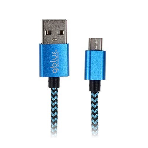 Gblue Gx28 Kudotulla Kuviolla 1 Metrin Mikro Usb Latauskaapeli Sininen