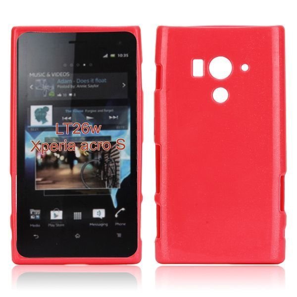 Glitter Shell Punainen Sony Xperia Acro S Silikonikuori