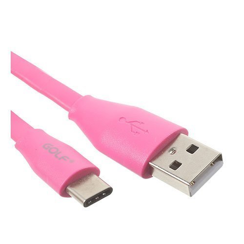 Golf Nuudeli Muotoinen 2.1a Usb Tyyppi-C 3.1 Usb 2.0 Datasiirto Latauskaapeli Pinkki