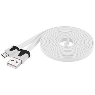 Goobay USB 2.0 / MicroUSB Litteä Kaapeli Valkoinen