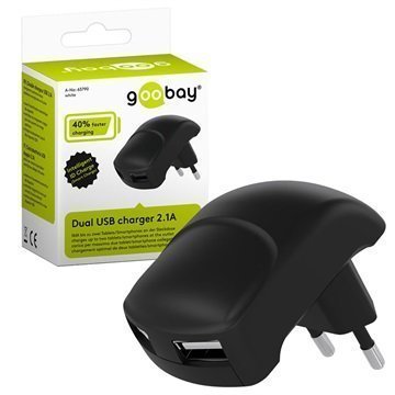 Goobay Universaali Dual USB Smart Matkalaturi Musta