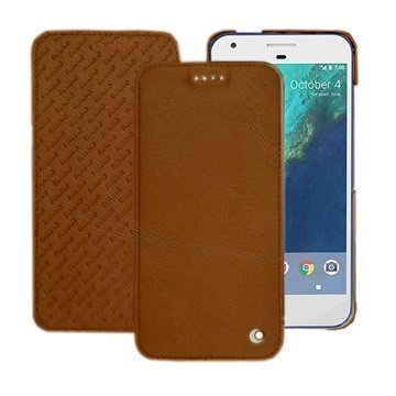 Google Pixel Noreve Tradition D Flip Leather Case Ruskea