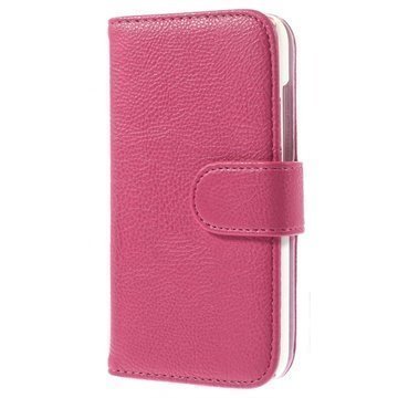 HTC Desire 210 Dual Sim Wallet Nahkakotelo Kuuma Pinkki