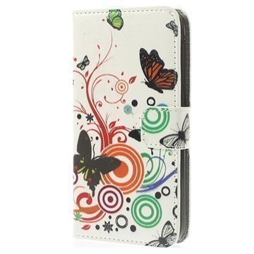HTC Desire 310 Wallet Nahkakotelo Perhoset / Ympyrät