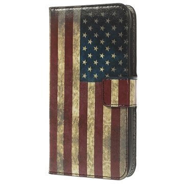 HTC Desire 310 Wallet Nahkakotelo Vintage American Flag