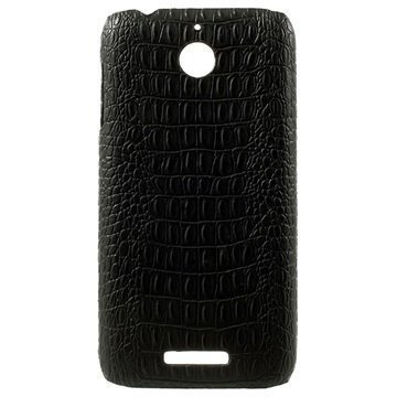 HTC Desire 510 Nahkapinnoitettu Kovakotelo Krokotiili Musta