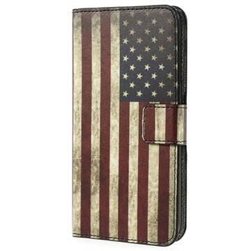 HTC Desire 510 Wallet Nahkakotelo Vintage American Flag