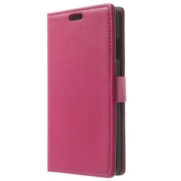 HTC Desire 516 Dual Sim Wallet Nahkakotelo Kuuma Pinkki