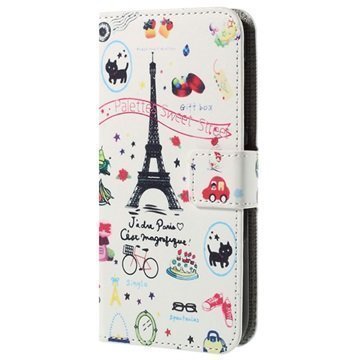 HTC Desire 526G+ Dual Sim Tyylikäs Lompakkokotelo Eiffel Torni