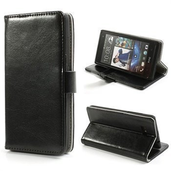 HTC Desire 600 Dual Sim Wallet Nahkakotelo Musta