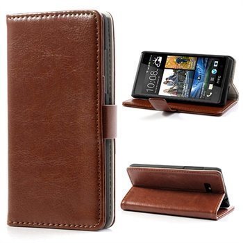 HTC Desire 600 Dual Sim Wallet Nahkakotelo Ruskea