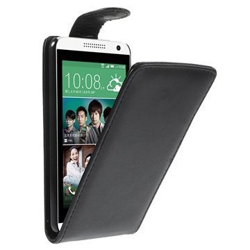 HTC Desire 610 Pystysuuntainen Nahkainen Läppäkotelo Musta
