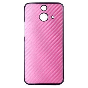 HTC One (E8) Hiilikuitukuvioitu Kova Suojakuori Pinkki