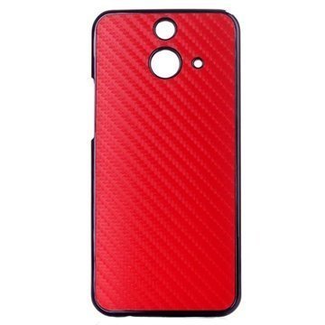 HTC One (E8) Hiilikuitukuvioitu Kova Suojakuori Punainen