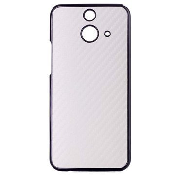 HTC One (E8) Hiilikuitukuvioitu Kova Suojakuori Valkoinen