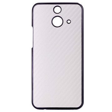 HTC One (E8) Hiilikuitukuvioitu Kova Suojakuori Valkoinen