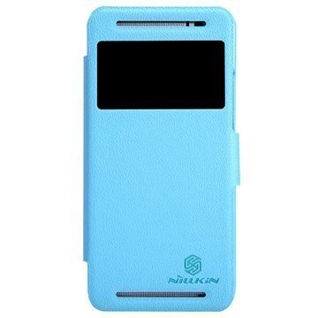 HTC One (E8) Nillkin Fresh Series Smart Avattava Nahkakotelo Sininen