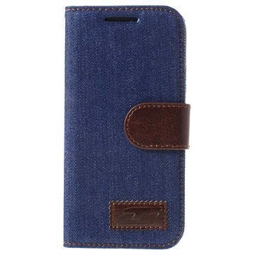 HTC One (M8) One (M8) Dual Sim Jeans Lompakkomallinen Nahkakotelo Sininen