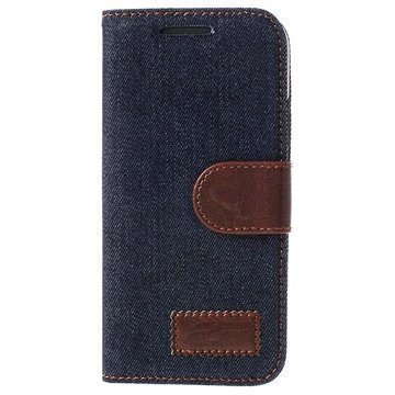HTC One (M8) One (M8) Dual Sim Jeans Lompakkomallinen Nahkakotelo Tumman Sininen
