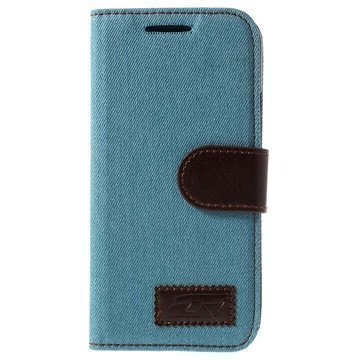 HTC One (M8) One (M8) Dual Sim Jeans Lompakkomallinen Nahkakotelo Vaalean Sininen
