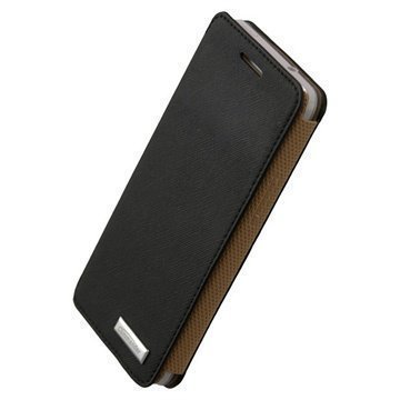 HTC One Mini Commander Slim Book Premium Cross Leather Case Black