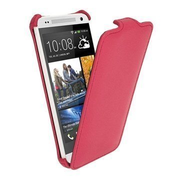 HTC One Mini iGadgitz Läpällinen Nahkakotelo Pinkki