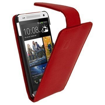 HTC One Mini iGadgitz Läpällinen Nahkakotelo Punainen