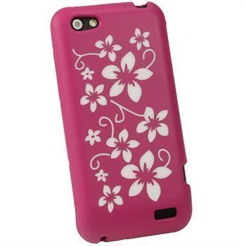 HTC One V iGadgitz Flowers Silicone Case Pink / White