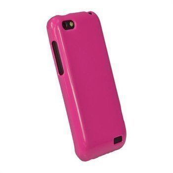 HTC One V iGadgitz Glossy Durable TPU-Napsautuskuori Kuuma Pinkki