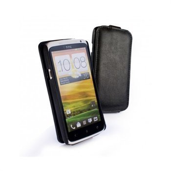 HTC One X Tuff-Luv Tuff-Grip Nahkakotelo Musta