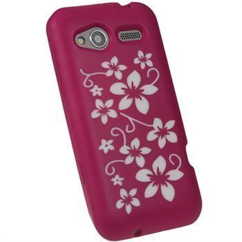 HTC Radar iGadgitz Flowers Silicone Case Pink / White