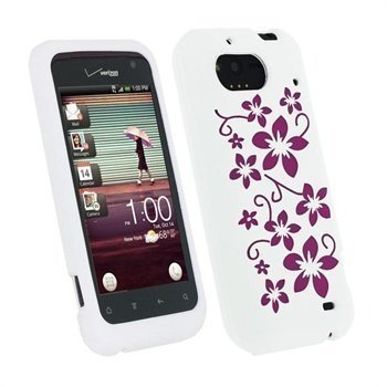 HTC Rhyme iGadgitz Flowers Silikonikuori Valkoinen / Vaaleanpunainen