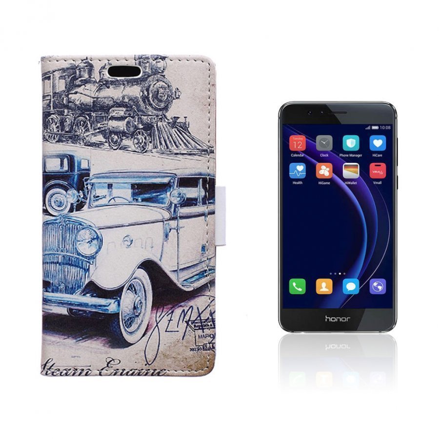 Hagerup Huawei Honor 8 Nahkakotelo Lompakko Retro Auto