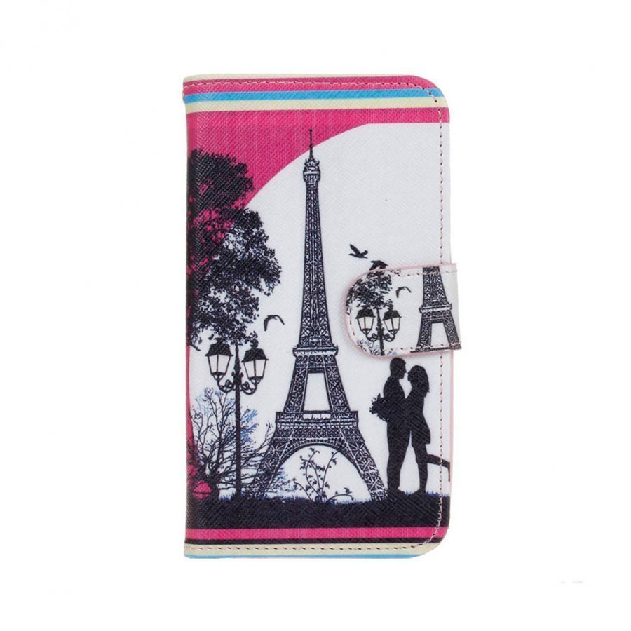 Hagerup Huawei Y5 Y560 Nahkakotelo Lompakko Läpällä Eiffel Torni Ja Rakastavaiset