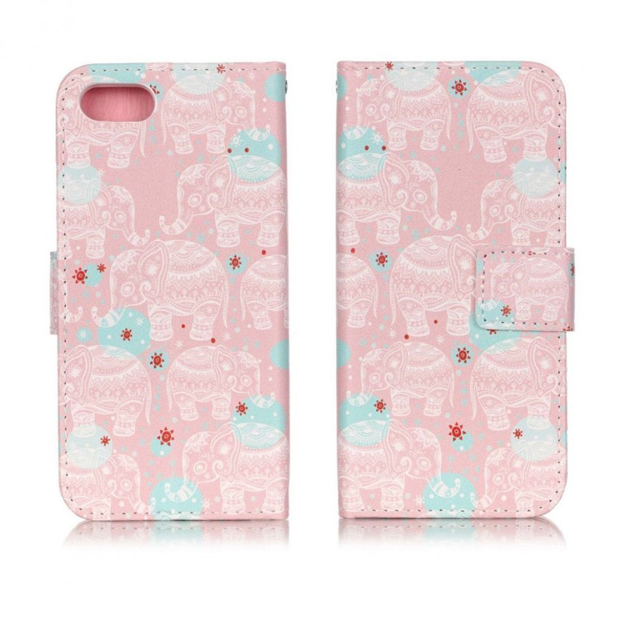 Hagerup Iphone 7 Kuvioitu Nahkakotelo Pinkki Heimo Norsu