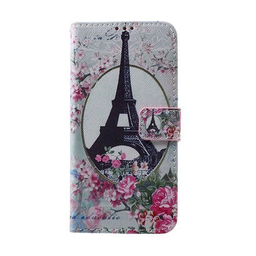Hagerup Samsung Galaxy S7 Edge Nahkakotelo Korttitaskuilla Eiffel Torni Ja Kukkia