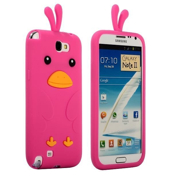 Happy Bird Kuuma Pinkki Samsung Galaxy Note 2 Suojakuori