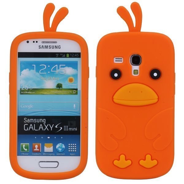 Happy Bird Oranssi Samsung Galaxy S3 Mini Silikonikuori