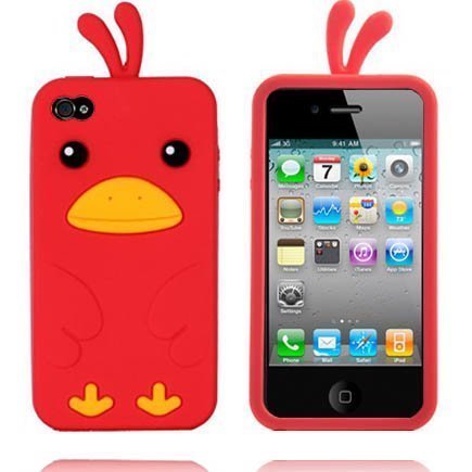 Happy Bird Punainen Iphone 4 / 4s Silikonikuori