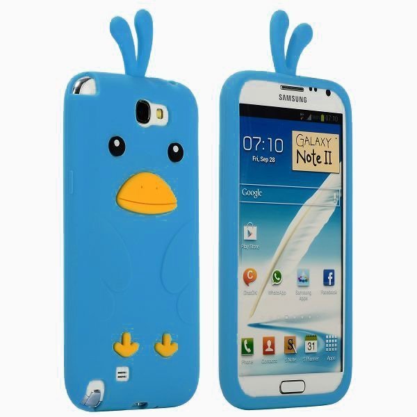 Happy Bird Sininen Samsung Galaxy Note 2 Silikonikuori