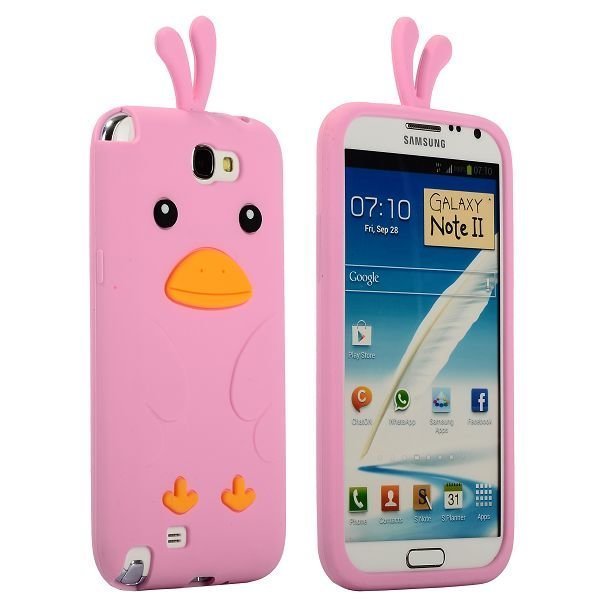 Happy Bird Vaaleanpunainen Samsung Galaxy Note 2 Suojakuori