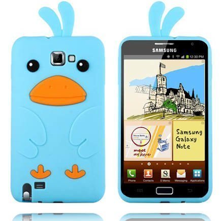 Happy Bird Vaaleansininen Samsung Galaxy Note Silikonikuori