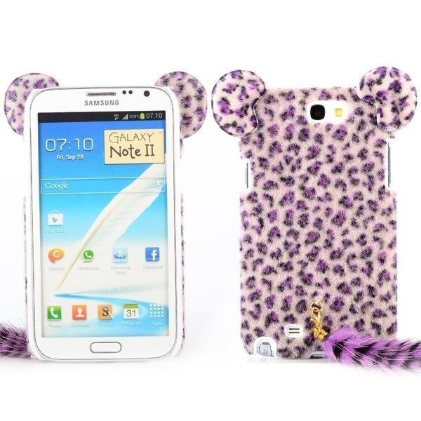 Happy Leopard Violetti Samsung Galaxy Note 2 Suojakuori