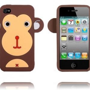 Happy Monkey Tummanruskea Iphone 4 / 4s Silikonikuori