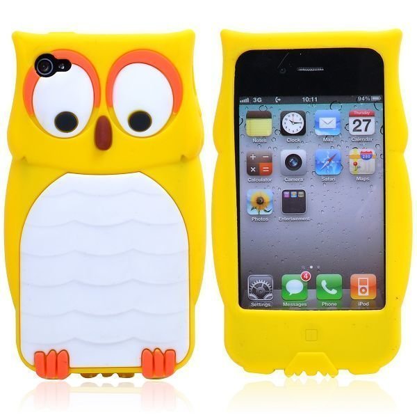 Happy Owl Keltainen Iphone 4s Silikonikuori