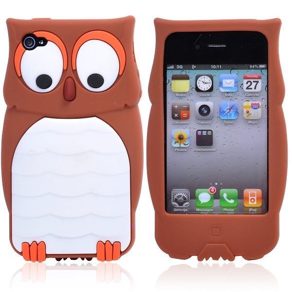 Happy Owl Ruskea Iphone 4s Silikonikuori